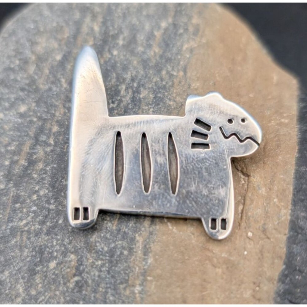 Vintage Sterling Silver Cat Brooch Pin 925 Stamped 1.25 Inch
